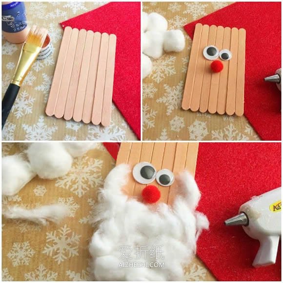 怎么用冰棍棒做圣诞老人的方法图解- www.aizhezhi.com