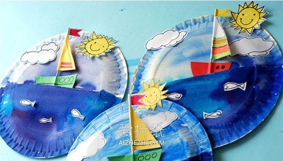 怎么用蛋糕纸盘做帆船玩具的方法图解- www.aizhezhi.com