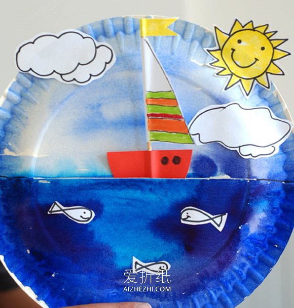怎么用蛋糕纸盘做帆船玩具的方法图解- www.aizhezhi.com