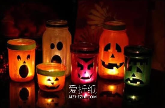 怎么用玻璃瓶做万圣节南瓜灯的方法图解- www.aizhezhi.com