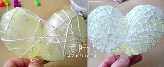 怎么用毛线做情人节镂空的心装饰的方法图解- www.aizhezhi.com