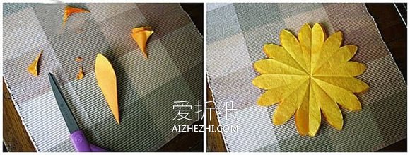 怎么用纸做新年向日葵贺卡的方法图解- www.aizhezhi.com