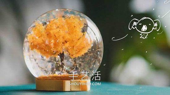 自制秋天落叶水晶球摆件的方法图解教程- www.aizhezhi.com