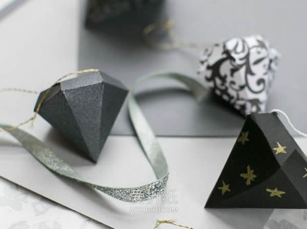 怎么用卡纸做立体钻石礼品盒的方法图解- www.aizhezhi.com