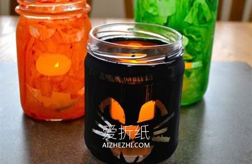 怎么用玻璃瓶做万圣节灯笼的简单方法图解- www.aizhezhi.com