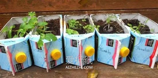 怎么用牛奶盒做花盆的简单方法图解- www.aizhezhi.com