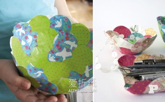 怎么用彩纸做花型收纳盘的方法图解- www.aizhezhi.com