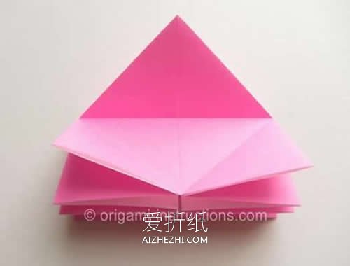 怎么折纸卷心玫瑰花的折法图解- www.aizhezhi.com