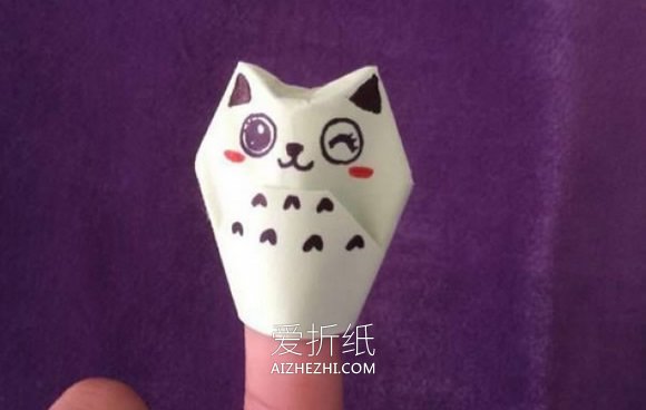 怎么简单折纸猫咪手偶的折法图解- www.aizhezhi.com