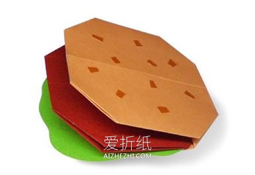 怎么简单折纸汉堡包的折法图解- www.aizhezhi.com
