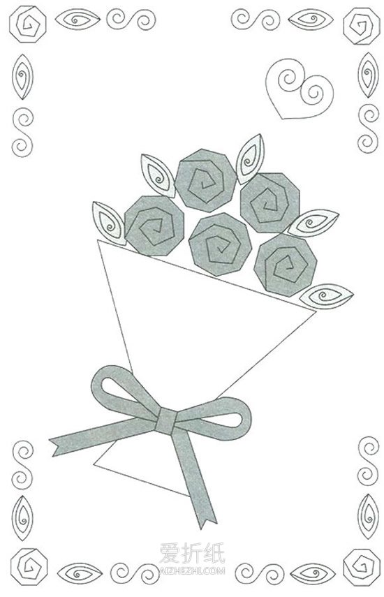 怎么用衍纸做玫瑰花束衍纸画的方法图解- www.aizhezhi.com
