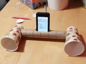 怎么用纸杯和保鲜膜筒做手机扩音器的方法图解