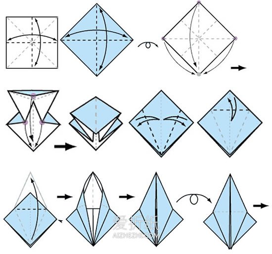 怎么简单折纸千纸鹤的折法图解- www.aizhezhi.com