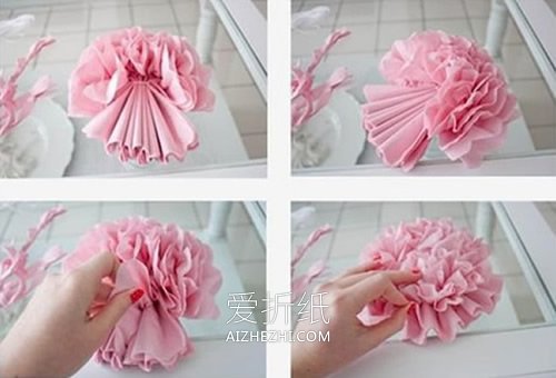 怎么用皱纹纸做母亲节康乃馨花的方法图解- www.aizhezhi.com