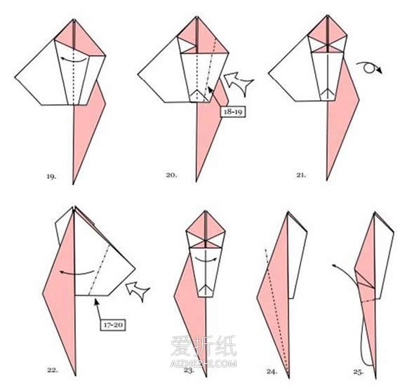 怎么折纸漂亮翅膀纸鹤的折法图解- www.aizhezhi.com