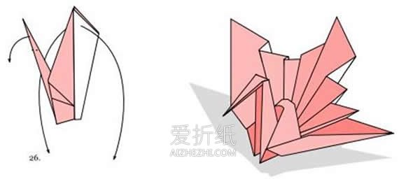 怎么折纸漂亮翅膀纸鹤的折法图解- www.aizhezhi.com