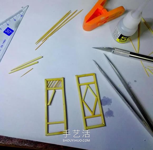 一次性筷子做古代塔的制作方法教程- www.aizhezhi.com