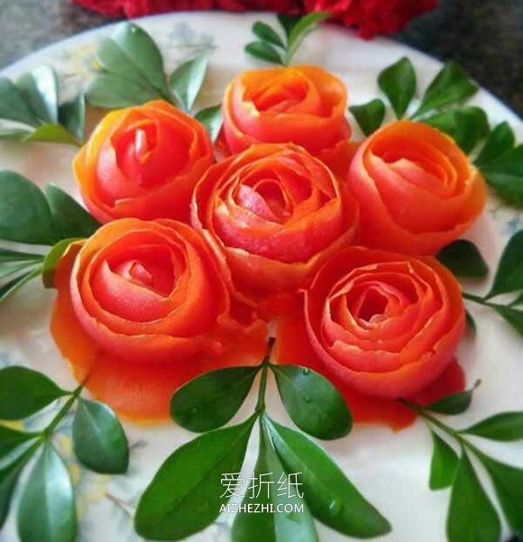 怎么用番茄做红玫瑰的方法图解- www.aizhezhi.com