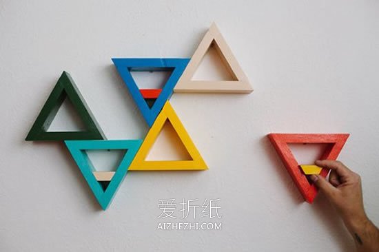 怎么用木条做几何墙壁置物架的方法图解- www.aizhezhi.com