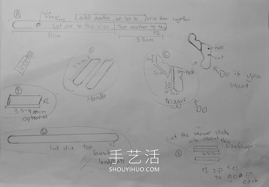 雪糕棍手工制作纸飞机橡皮筋弹射器的做法- www.aizhezhi.com