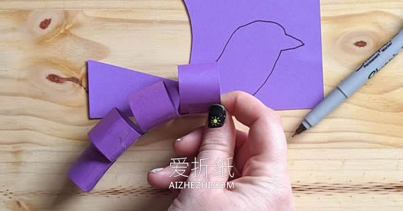 怎么用卡纸做翅膀能动小鸟木偶的方法图解- www.aizhezhi.com