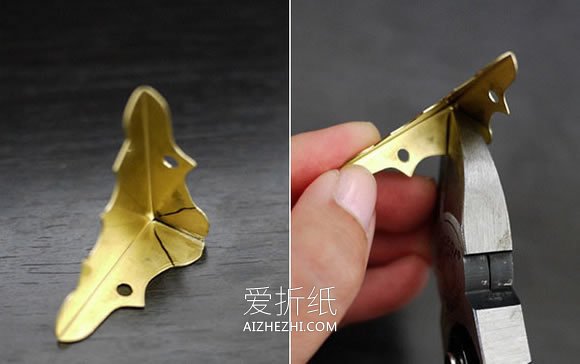 怎么用金属桌角相册角改造牛仔衬衫的方法图解- www.aizhezhi.com