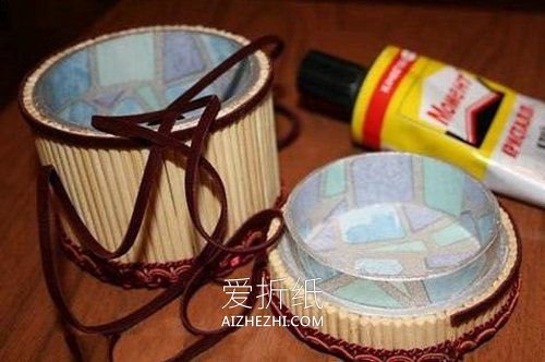 怎么用胶带筒做圆形带盖收纳盒的方法图解- www.aizhezhi.com