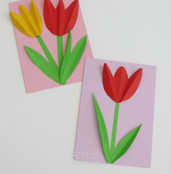 怎么用卡纸做郁金香教师节卡片的方法图解- www.aizhezhi.com