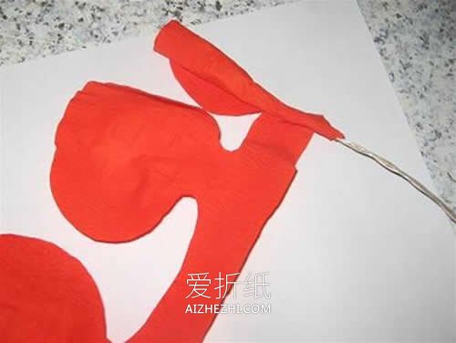 皱纹纸红玫瑰花怎么做教程- www.aizhezhi.com