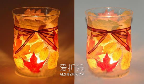 秋冬叶子怎么做玻璃灯笼- www.aizhezhi.com